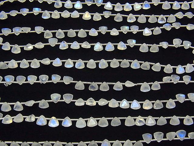 [Video] High Quality Rainbow Moonstone AA++ Triangle Faceted 6x6mm 1strand (18pcs)