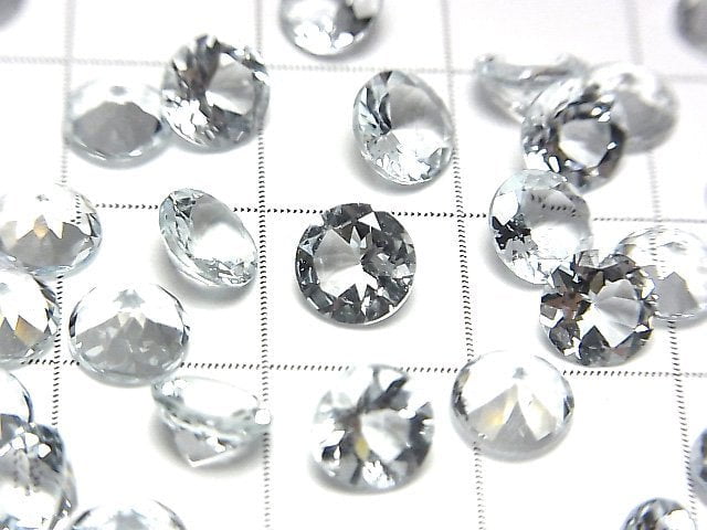 [Video]High Quality Aquamarine AAA- Loose stone Round Faceted 6x6mm 2pcs