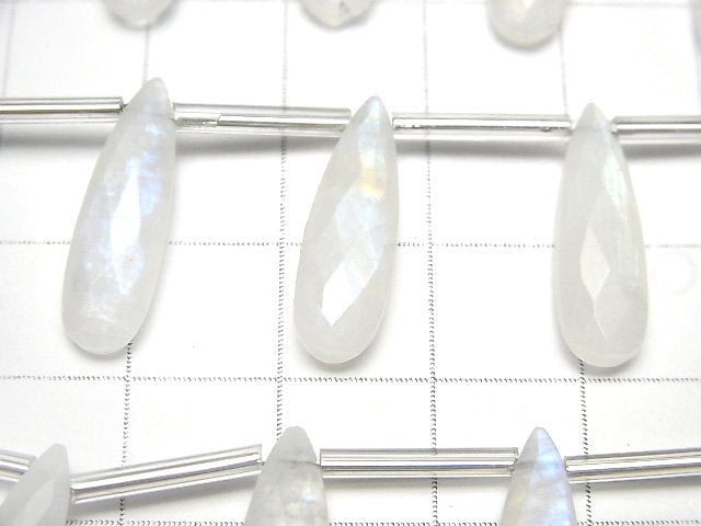 [Video]High Quality Rainbow Moonstone AA++ Pear shape Faceted Briolette 20x6mm half or 1strand (8pcs )
