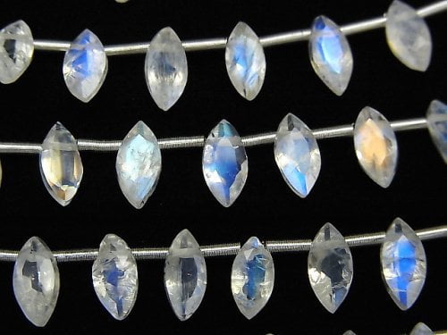 [Video] High Quality Rainbow Moonstone AAA Marquise Faceted 8x4mm half or 1strand (18pcs )