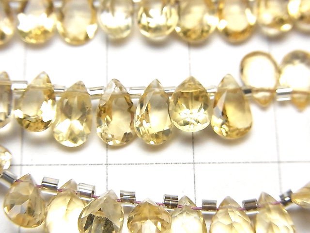 [Video]High Quality Citrine AAA Pear shape Faceted 8x5mm half or 1strand (28pcs )