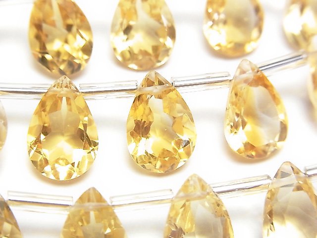 [Video]High Quality Citrine AAA Pear shape Faceted 12x8mm half or 1strand (8pcs )