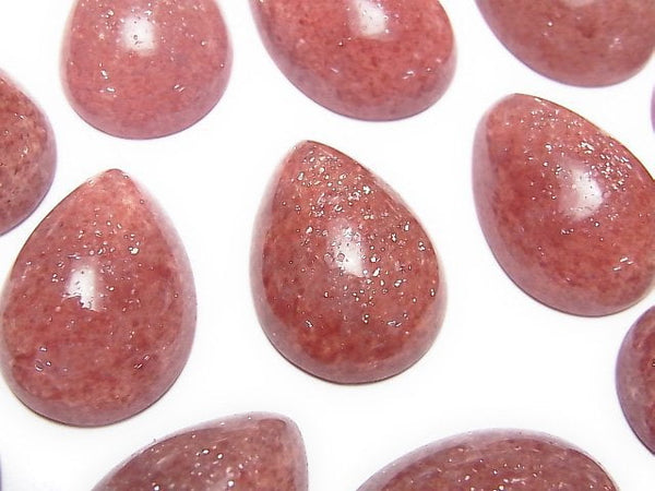 [Video]African Red Aventurine AAA Pear shape Cabochon 25x18mm 1pc