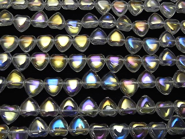 [Video] Aqua Crystal Heart 10x10x4mm half or 1strand beads (aprx.15inch / 38cm)