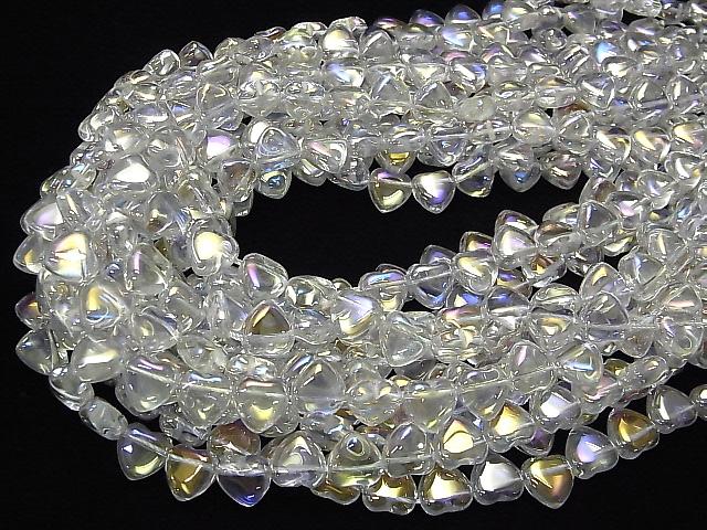 [Video] Aqua Crystal Heart 10x10x4mm half or 1strand beads (aprx.15inch / 38cm)