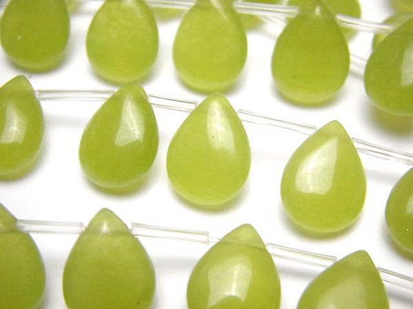 [Video] Olive Green Jade Pear shape 12x9mm half or 1strand beads (aprx.14inch/35cm)