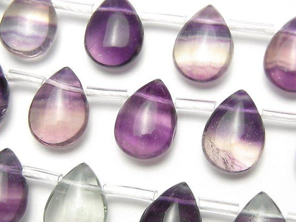 [Video] Multicolor Fluorite AAA- Pear shape (Smooth) 14x10mm 1strand beads (aprx.7inch / 18cm)