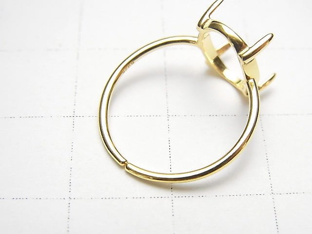 [Video]Silver925 Ring Empty Frame (Claw Clip) Oval 10x8mm 18KGP Free Size 1pc