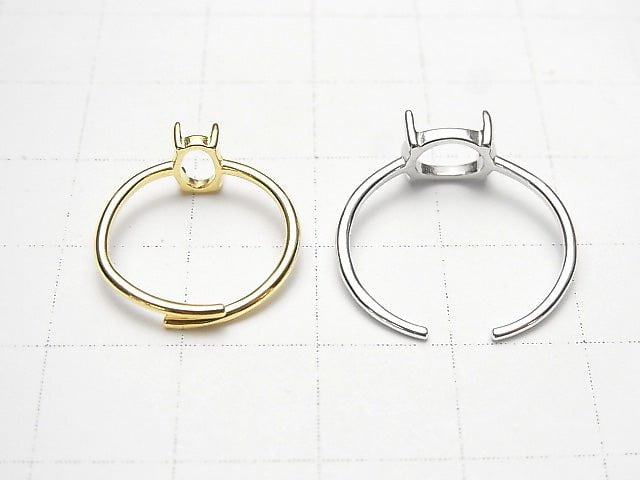 [Video]Silver925 Ring Empty Frame (Claw Clip) Oval 10x8mm 18KGP Free Size 1pc