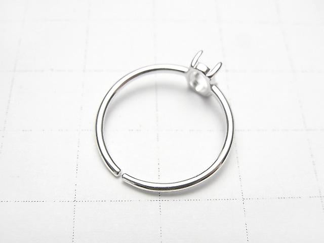 [Video] Silver925 Ring Frame (Prong Setting) Oval 6x4mm Rhodium Plated Free Size 1pc