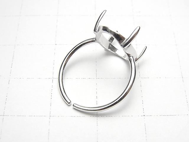 [Video] Silver925 Ring Frame (Prong Setting) Oval 14x10mm Rhodium Plated Free Size 1pc