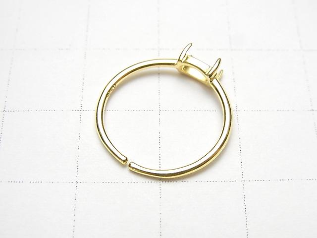 [Video] Silver925 Ring Frame (Prong Setting) Sideways Oval 6x4mm 18KGP Free Size 1pc