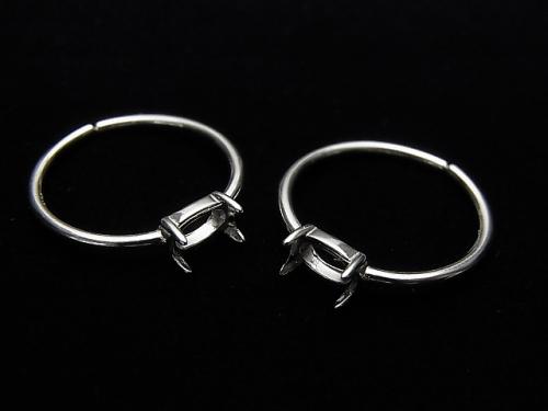 [Video] Silver925 Ring empty frame (Claw Clasp) Sideways Oval 6x4mm Rhodium Plated Free Size 1pc