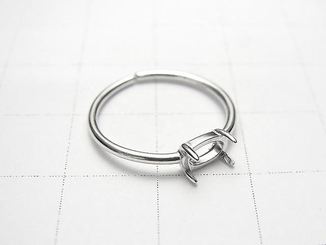 [Video] Silver925 Ring Frame (Prong Setting) Sideways Oval 6x4mm Rhodium Plated Free Size 1pc
