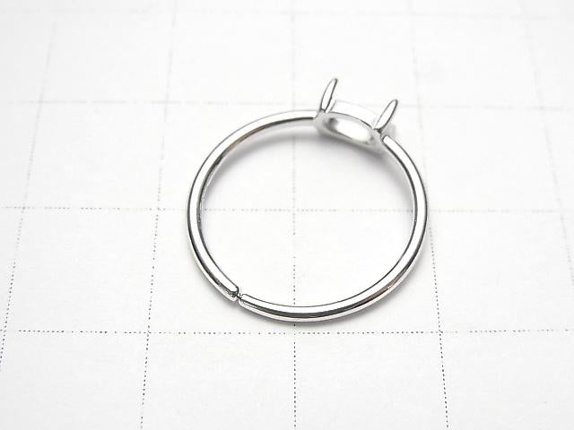 [Video] Silver925 Ring Frame (Prong Setting) Sideways Oval 6x4mm Rhodium Plated Free Size 1pc