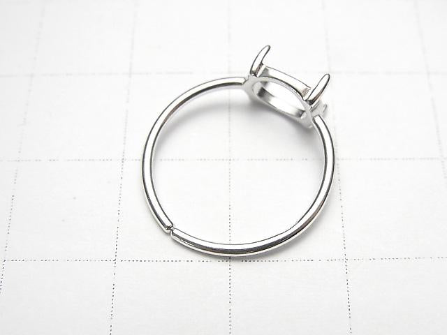 [Video] Silver925 Ring Frame (Prong Setting) Sideways Oval 8x6mm Rhodium Plated Free Size 1pc