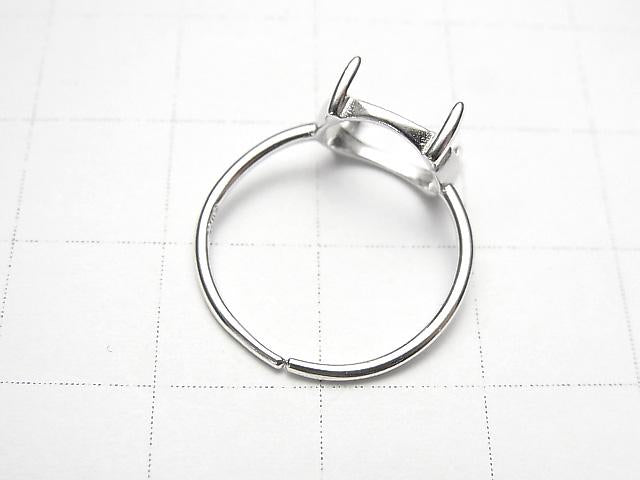 [Video] Silver925 Ring Frame (Prong Setting) Sideways Oval 10x8mm Rhodium Plated Free Size 1pc
