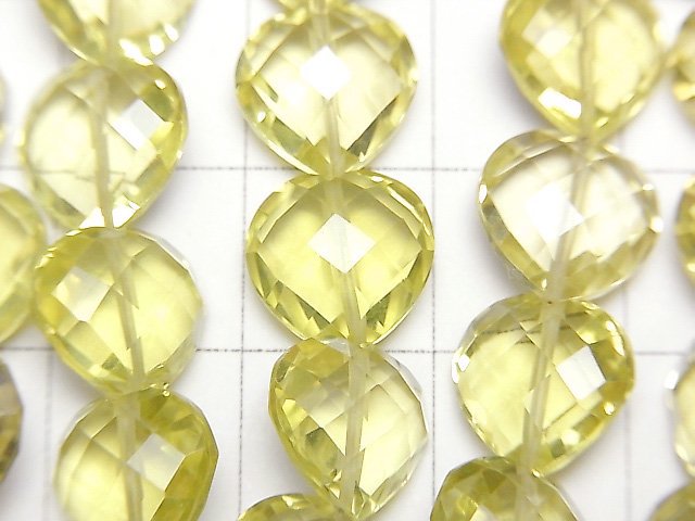 [Video]High Quality Lemon Quartz AAA Vertical Hole Heart cut 10x10mm half or 1strand beads (aprx.6inch/16cm)