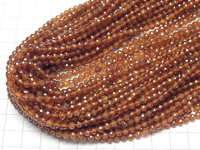 High Quality!  Hessonite Garnet AAA- Faceted Round 4mm  1strand beads (aprx.15inch/37cm)