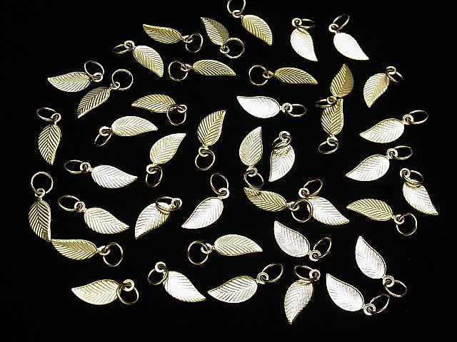 14KGF Leaf Charm with Jump Ring 12x5mm 2pcs