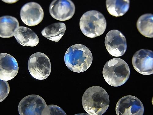 [Video] High Quality Rainbow Moonstone AAA- Undrilled Round Faceted 5x5x3mm 5pcs