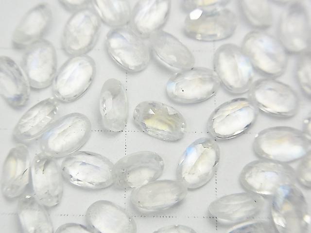 [Video] High Quality Rainbow Moonstone AAA- Undrilled Oval Faceted 6x4x2.5mm 5pcs