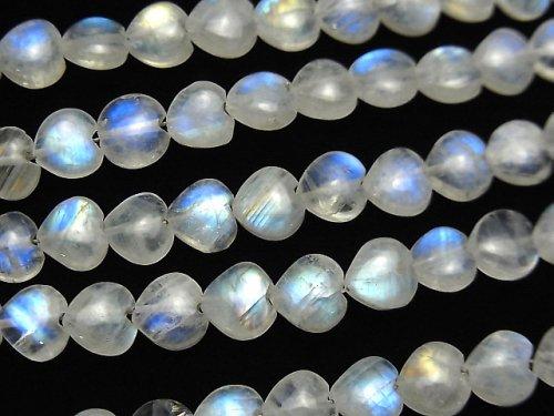 [Video] Rainbow Moonstone AA++ Vertical Hole Heart 6x6mm half or 1strand beads (aprx.6inch / 16cm)