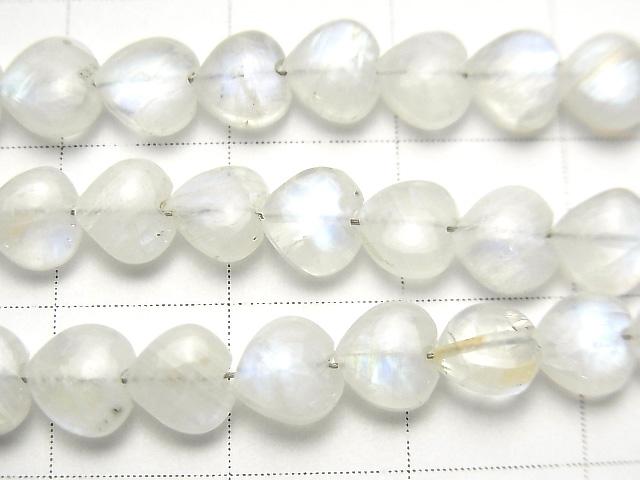 [Video] Rainbow Moonstone AA++ Vertical Hole Heart 6x6mm half or 1strand beads (aprx.6inch / 16cm)