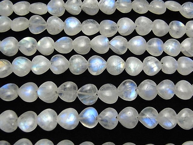 [Video] Rainbow Moonstone AA++ Vertical Hole Heart 8x8mm half or 1strand beads (aprx.6inch / 16cm)