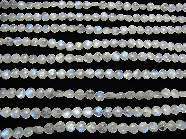 [Video] Rainbow Moonstone AA++ Vertical Hole Heart 8x8mm half or 1strand beads (aprx.6inch / 16cm)