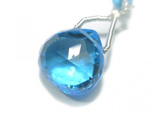 [Video] [One of a kind] High Quality Swiss Blue Topaz AAAA Chestnut Faceted Briolette 1pc NO.94