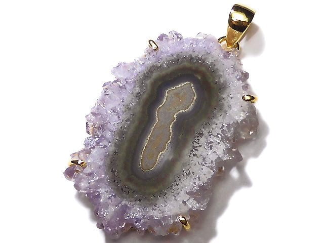 [Video] [One of a kind] Flower Amethyst Pendant 18KGP NO.155