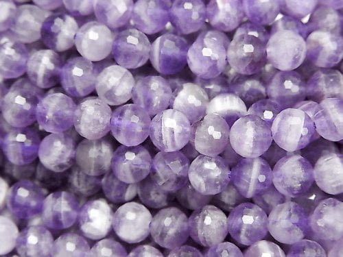 [Video] High Quality! Striped Amethyst 128Faceted Round 6mm 1strand beads (aprx.15inch/36cm)