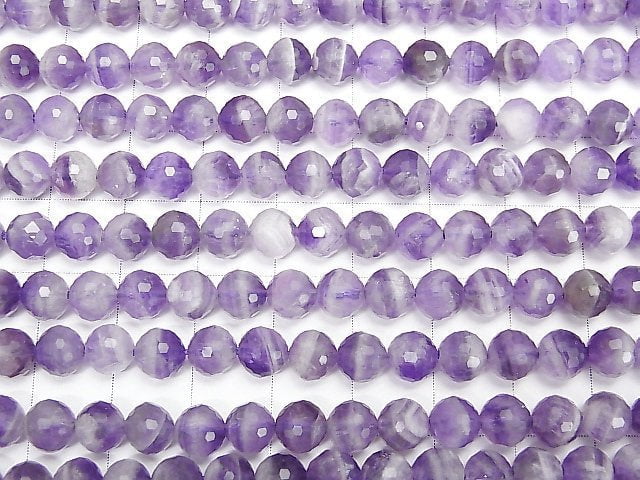 [Video] High Quality! Striped Amethyst 128Faceted Round 6mm 1strand beads (aprx.15inch/36cm)
