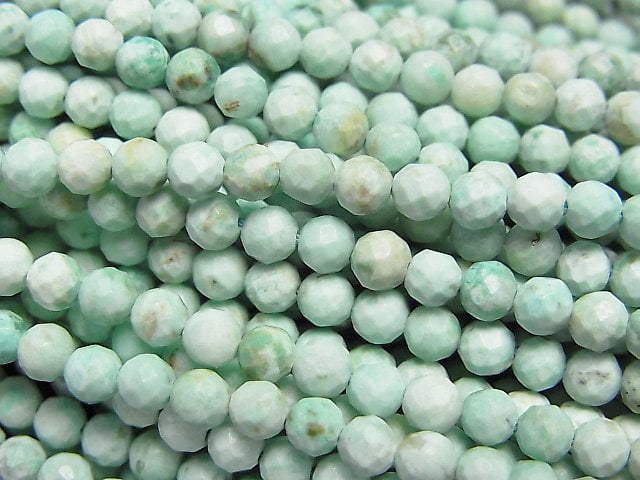 [Video] Peru Chrysocolla AA+ Faceted Round 3mm 1strand beads (aprx.15inch / 37cm)