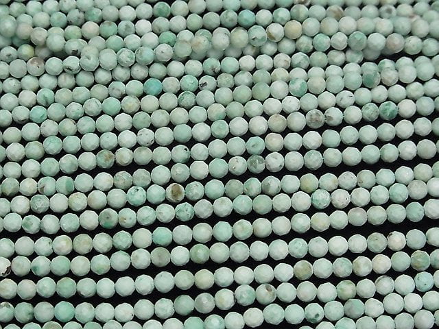[Video] Peru Chrysocolla AA+ Faceted Round 3mm 1strand beads (aprx.15inch / 37cm)