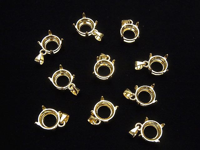 [Video] Silver925 Pendant Frame Round Faceted 8mm 18KGP 1pc
