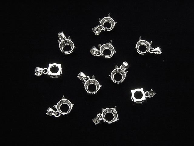 [Video] Silver925 Pendant Frame Round Faceted 6mm Rhodium Plated 1pc