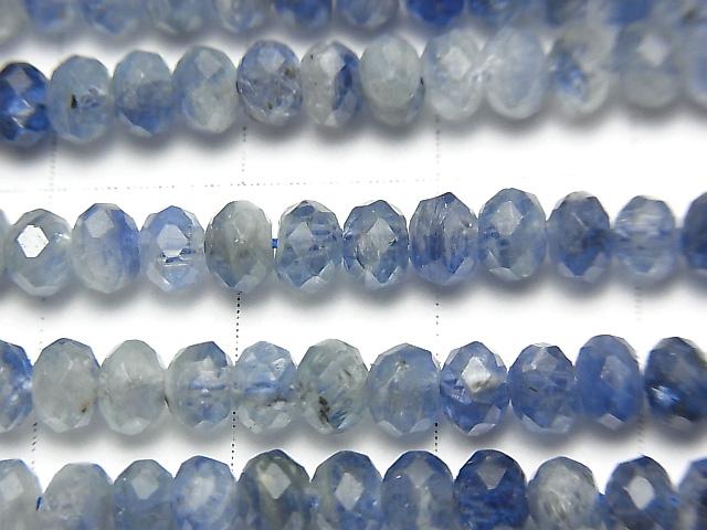 [Video] High Quality! Kyanite AA Faceted Button Roundel 4x4x3mm half or 1strand beads (aprx.15inch / 38cm)