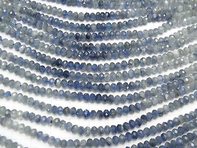 [Video] High Quality! Kyanite AA Faceted Button Roundel 4x4x3mm half or 1strand beads (aprx.15inch / 38cm)