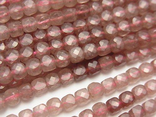[Video] High Quality! Pink Epidote AA Cube Shape 4x4mm 1strand beads (aprx.15inch / 37cm)