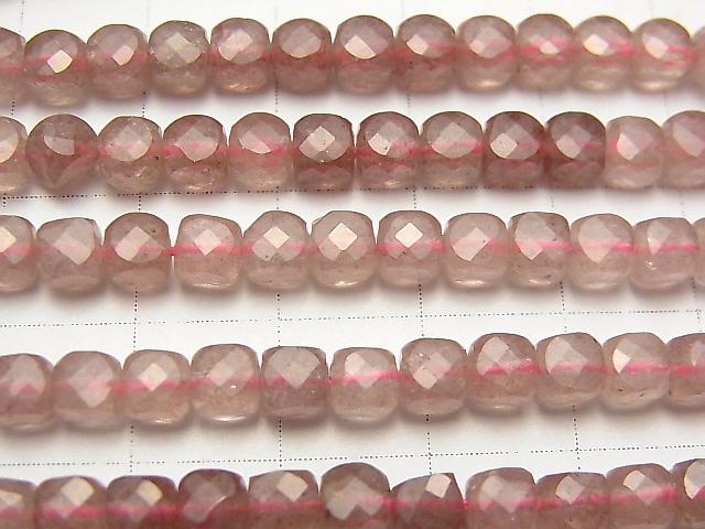 [Video] High Quality! Pink Epidote AA Cube Shape 4x4mm 1strand beads (aprx.15inch / 37cm)