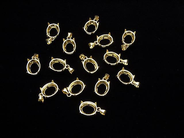 [Video] Silver925 Pendant Frame Oval Faceted 10x8mm 18KGP 1pc