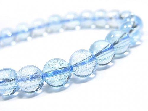 [Video] [One of a kind] High Quality Sky Blue Topaz AAA Round 7.5mm Bracelet NO.370