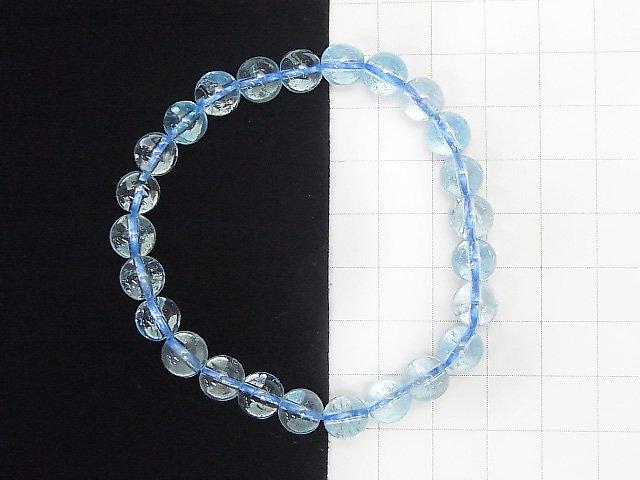 [Video] [One of a kind] High Quality Sky Blue Topaz AAA Round 7.5mm Bracelet NO.370