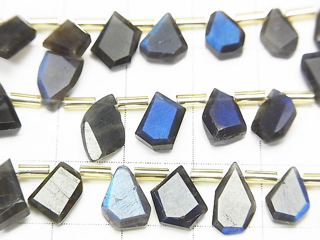 [Video] High Quality Black Labradorite AAA- Rough Slice Faceted 1strand beads (aprx.7inch / 18cm)