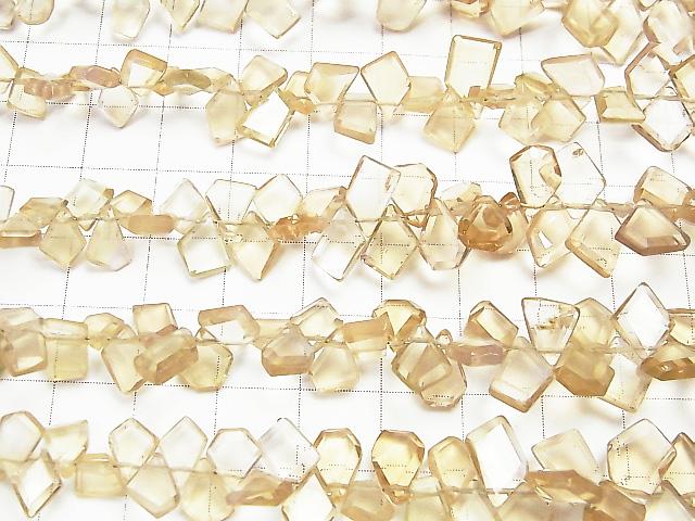 [Video] High Quality Natutal Champagne Color Quartz AAA Rough Slice Faceted half or 1strand beads (aprx.7inch / 18cm)