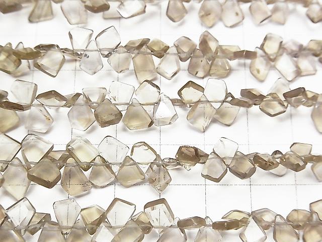 [Video] High Quality Light Color Smoky Quartz AAA- Rough Slice Faceted half or 1strand beads (aprx.7inch / 18cm)