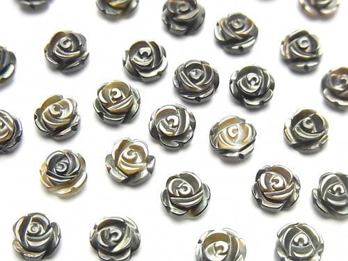 [Video] High Quality Black Shell (Black-lip Oyster ) AAA Rose 6mm [Half Drilled Hole ] 4pcs