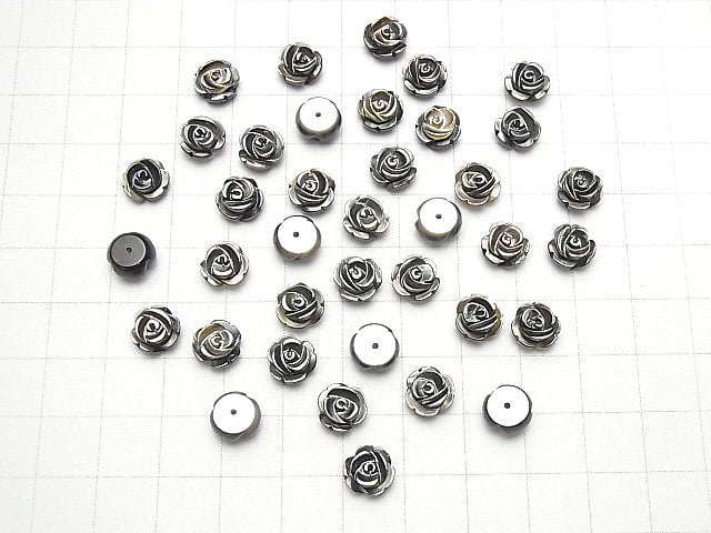 [Video] High Quality Black Shell (Black-lip Oyster ) AAA Rose 8mm [Half Drilled Hole ] 4pcs